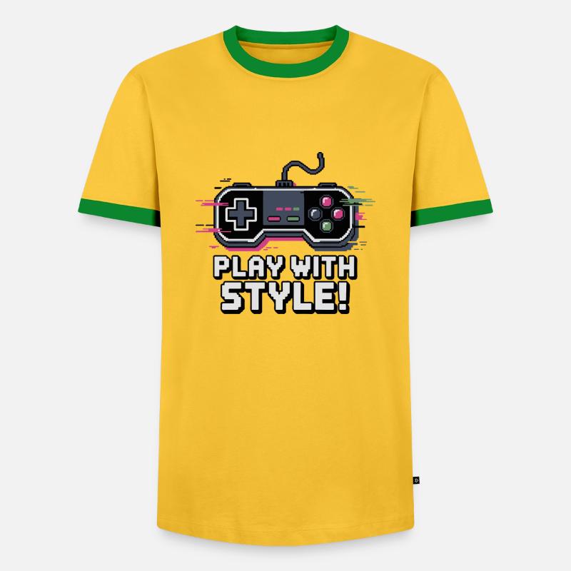 VIDEO GAME CONTROLLERS - Men's Ringer Shirt - yellow/green 