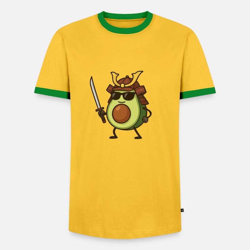 avocado samurai - Männer Kontrast-T-Shirt - Gelb/Grün 