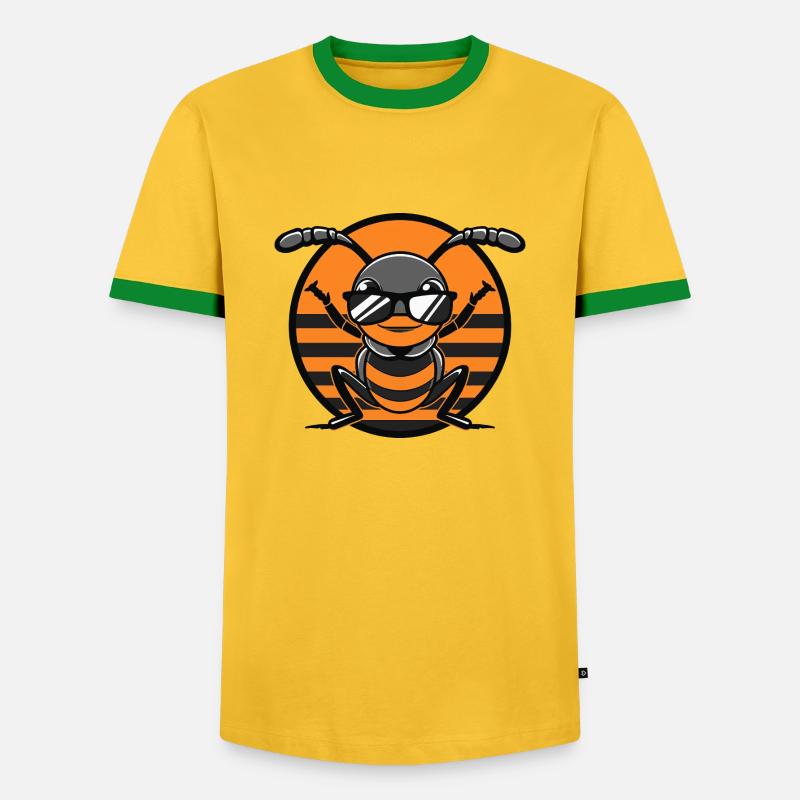 Ant Cool Comic - Men's Ringer Shirt - yellow/green 