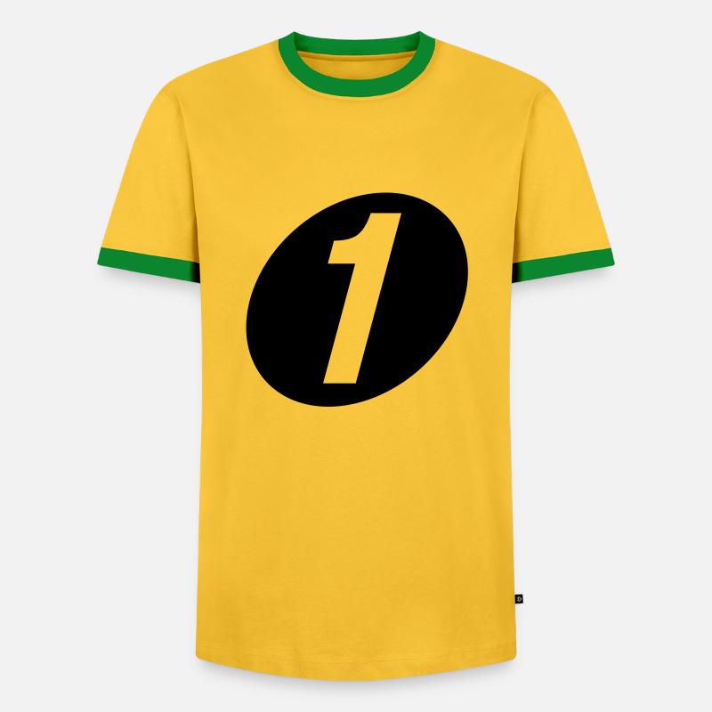 Nummer eins - Männer Kontrast-T-Shirt - Gelb/Grün