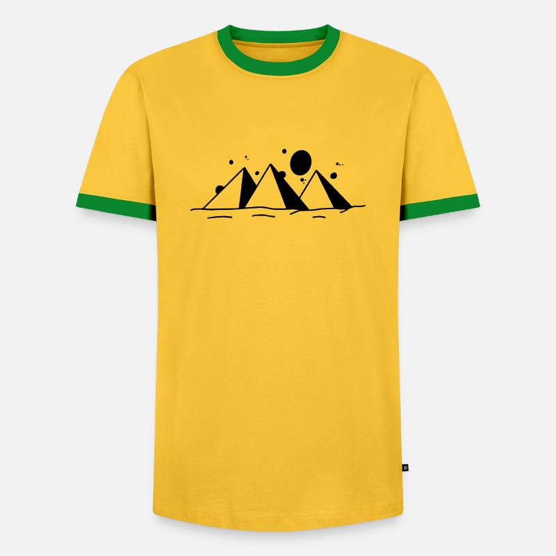 Pyramide - Männer Kontrast-T-Shirt - Gelb/Grün 
