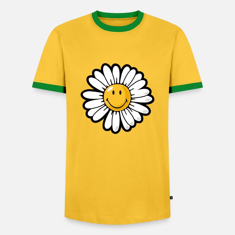 Smiley daisy - Maglietta Contrast da uomo - giallo/verde