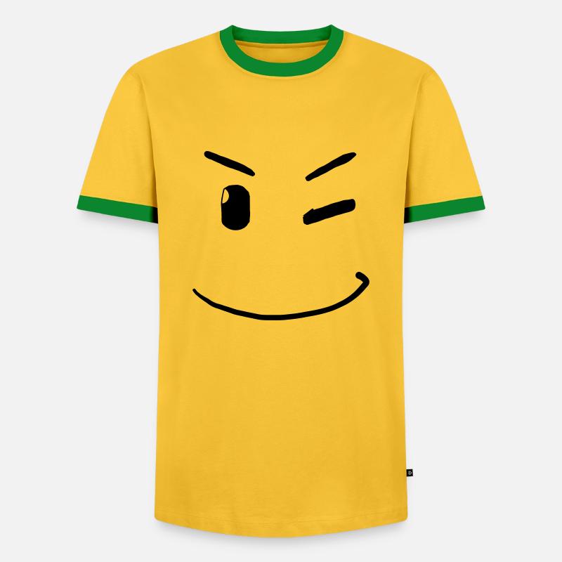 Winking Face - - Men's Ringer Shirt - yellow/green 
