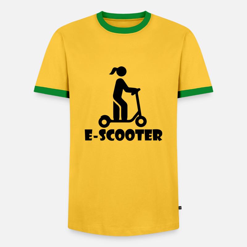 E-Scooter Roller Scooter - Men's Ringer Shirt - yellow/green