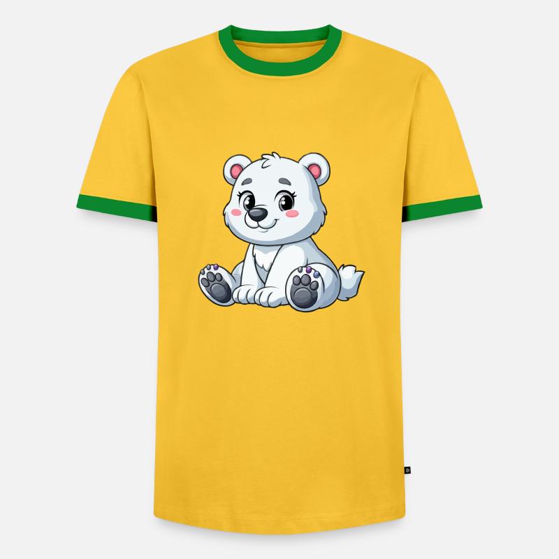 Mädchen Eisbär - Männer Kontrast-T-Shirt - Gelb/Grün 