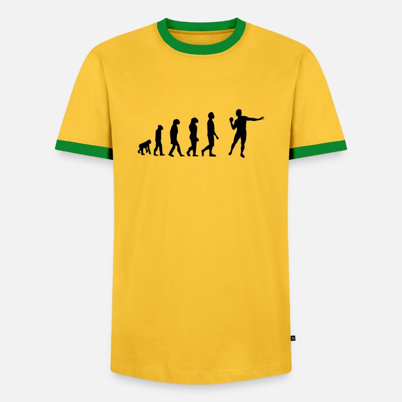 Evolution - Männer Kontrast-T-Shirt - Gelb/Grün 