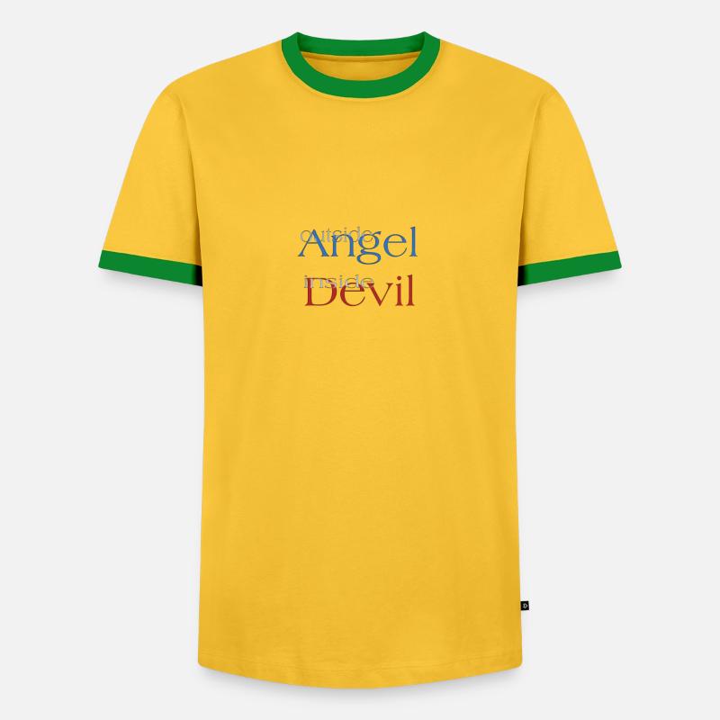 Engel oder Teufel? - Männer Kontrast-T-Shirt - Gelb/Grün