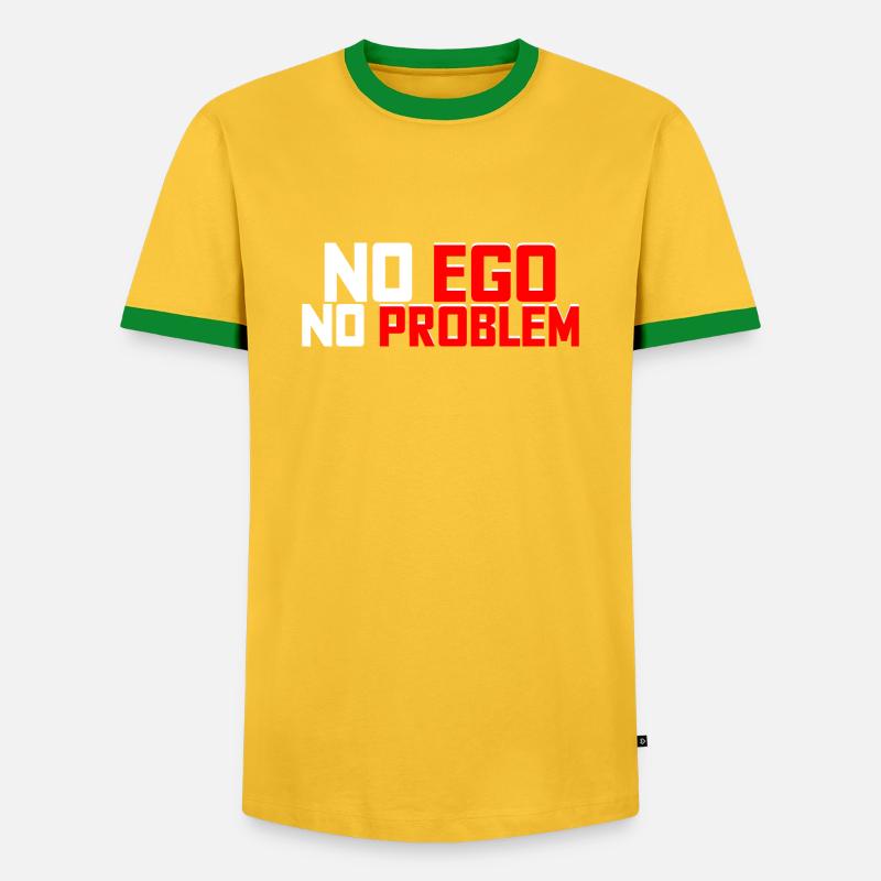 No Ego No Problem - Männer Kontrast-T-Shirt - Gelb/Grün 