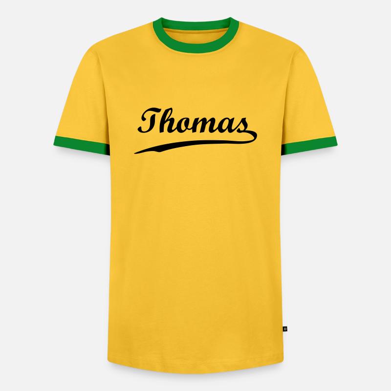 thomas - Männer Kontrast-T-Shirt - Gelb/Grün 
