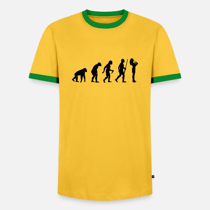 French Horn Evolution - Männer Kontrast-T-Shirt - Gelb/Grün 