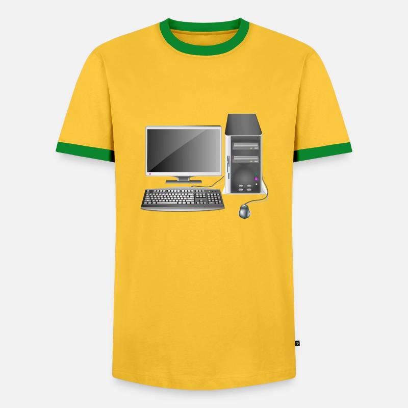 Fester Computer - Männer Kontrast-T-Shirt - Gelb/Grün