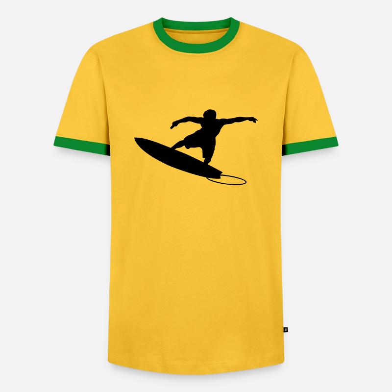 Surfer 4 (Vector) - Männer Kontrast-T-Shirt - Gelb/Grün 