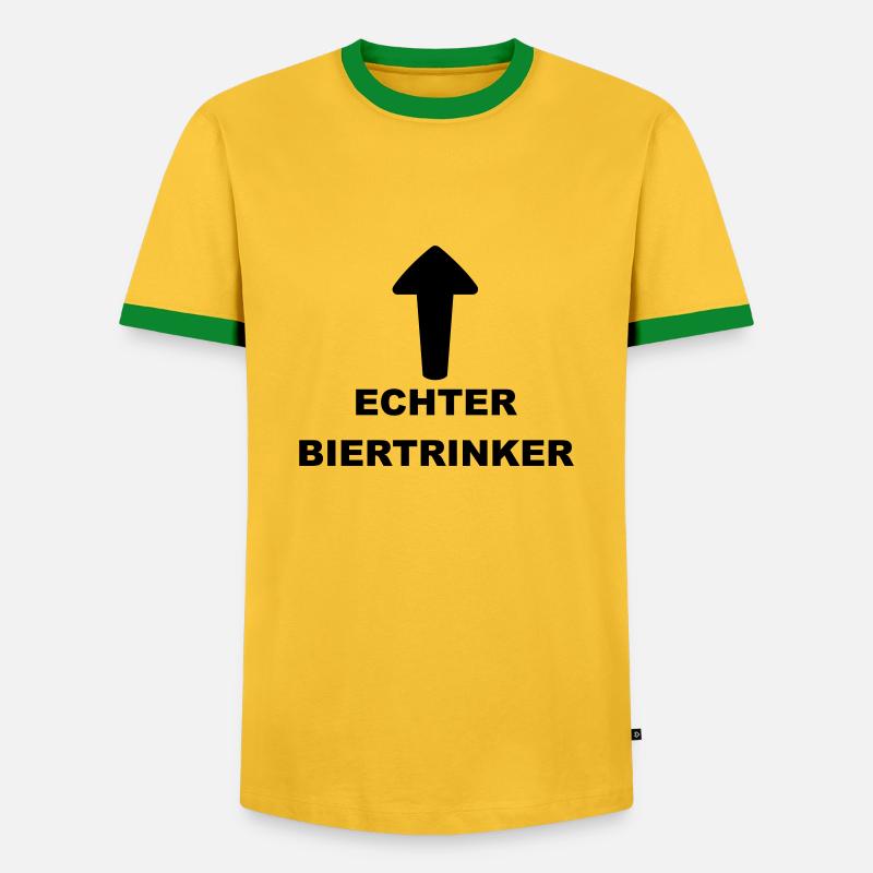 Lustiges "Echter Biertrinker" Design - Männer Kontrast-T-Shirt - Gelb/Grün 