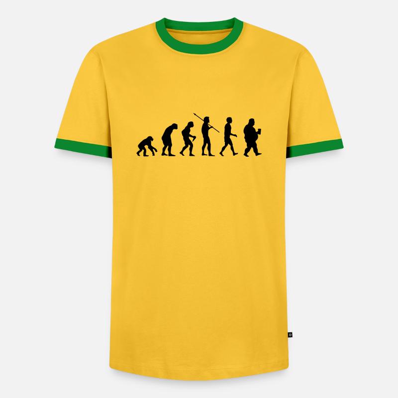Funny evolution - Men's Ringer Shirt - yellow/green 