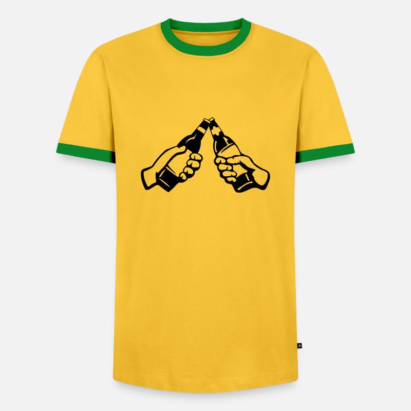 Bierflaschen - Männer Kontrast-T-Shirt - Gelb/Grün 