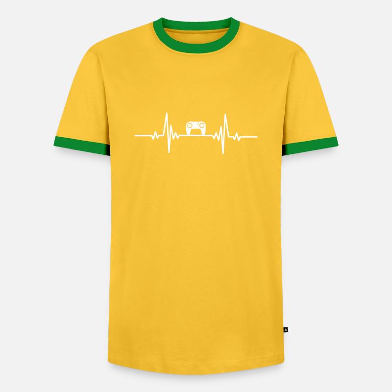 Heartbeat Console Controller - Men's Ringer Shirt - yellow/green