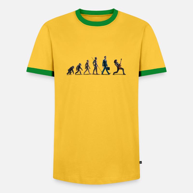 Evolution Guitar Player - Männer Kontrast-T-Shirt - Gelb/Grün 