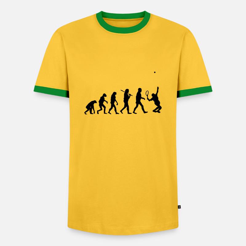 evolution Tennis - Men's Ringer Shirt - yellow/green 