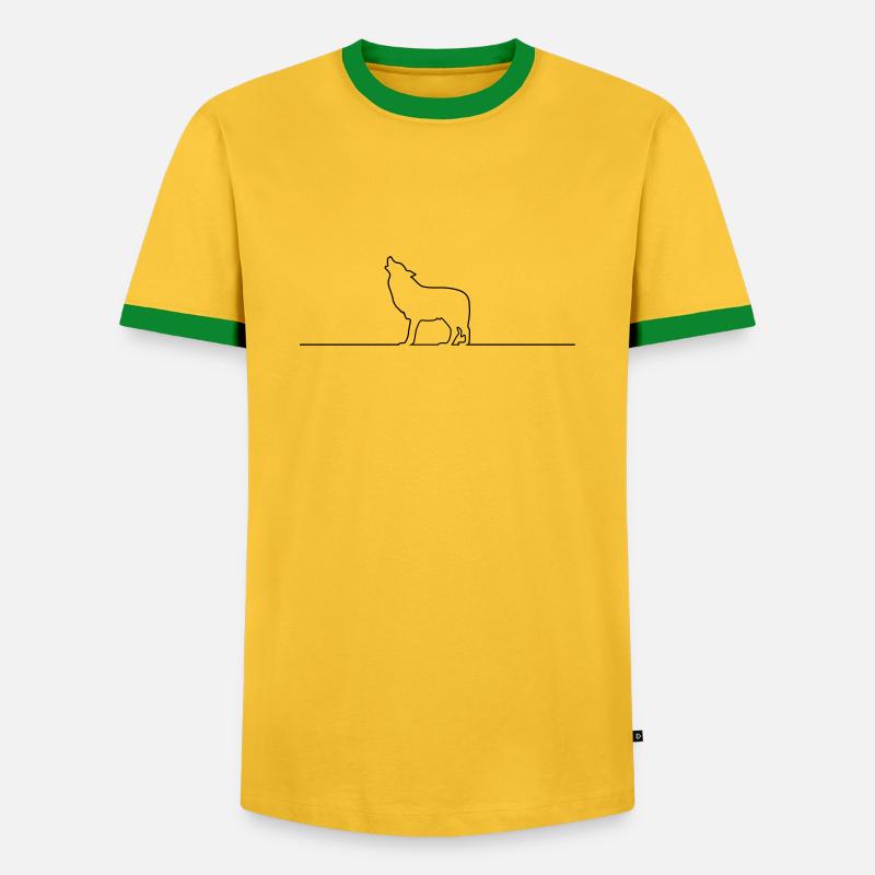wolf design - Männer Kontrast-T-Shirt - Gelb/Grün