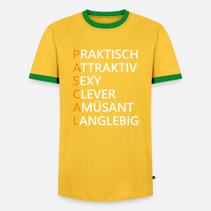 Pascal Name Geschenk - Männer Kontrast-T-Shirt - Gelb/Grün 