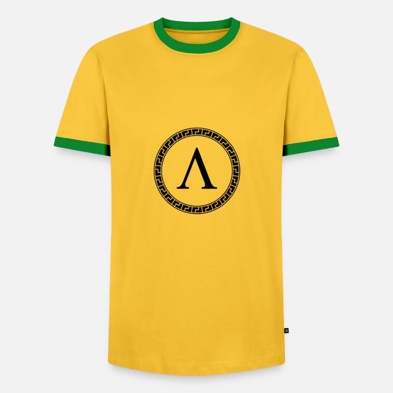 Spartan Lambda-Symbol - Männer Kontrast-T-Shirt - Gelb/Grün 