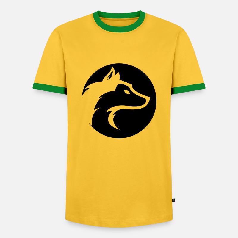 wolf - Männer Kontrast-T-Shirt - Gelb/Grün