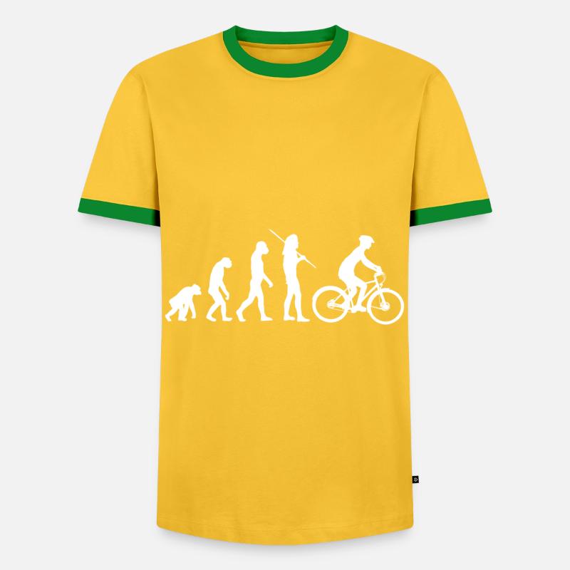 Evolution - bicycle - Men's Ringer Shirt - yellow/green