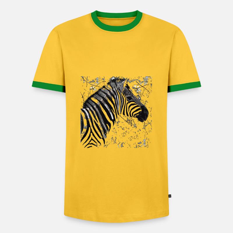 Zebra head (2) - Men's Ringer Shirt - yellow/green 