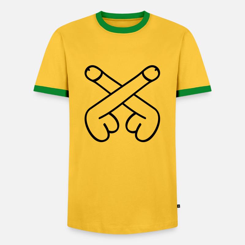 dicks symbol - Men's Ringer Shirt - yellow/green 