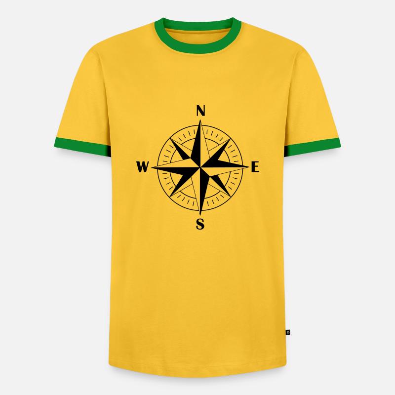 compass 001 - Men's Ringer Shirt - yellow/green 