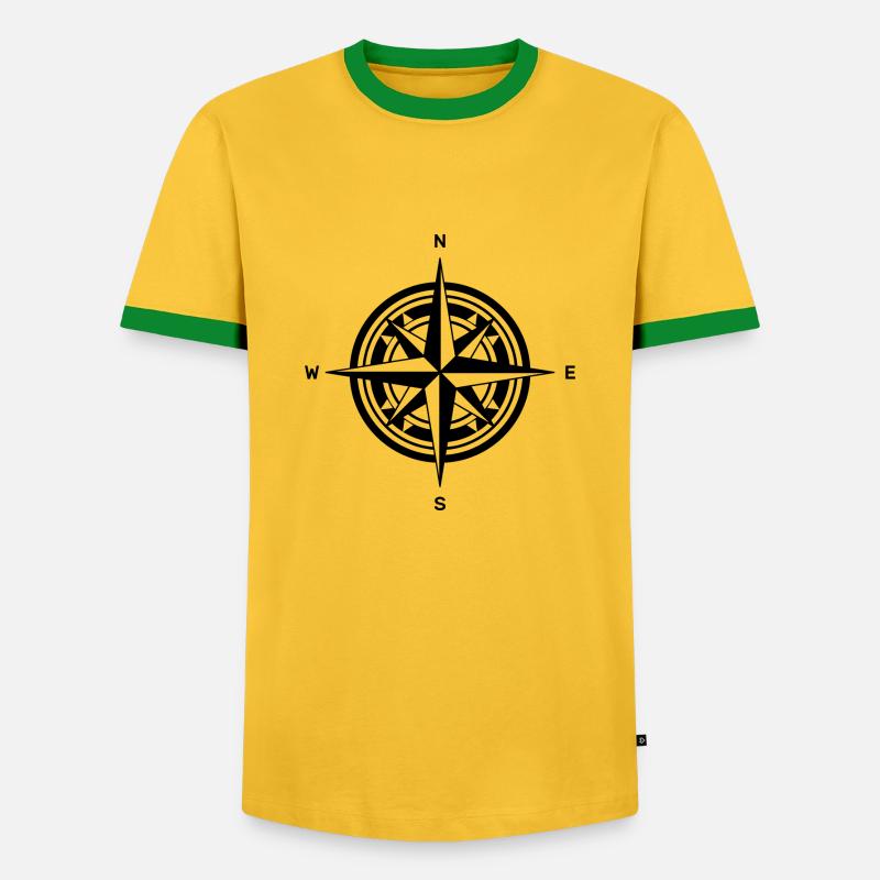 kompas - Herre kontrast-T-shirt - gul/grøn 