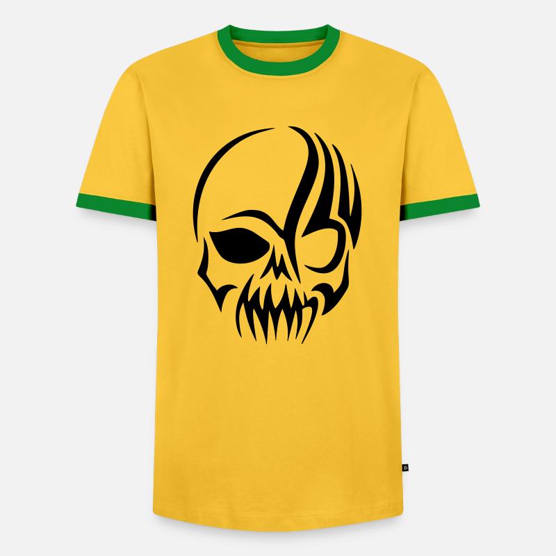 Skull - Men's Ringer Shirt - yellow/green 