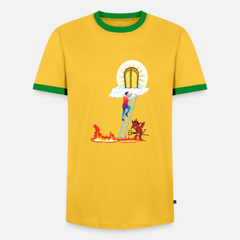 Himmel oder Hölle - Männer Kontrast-T-Shirt - Gelb/Grün 