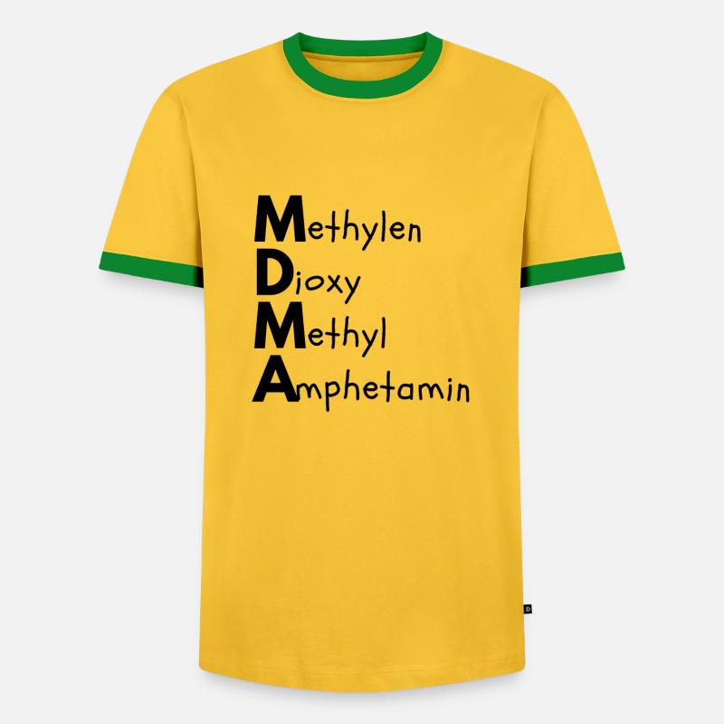 Methylendioxymethylamphetamin - Männer Kontrast-T-Shirt - Gelb/Grün 