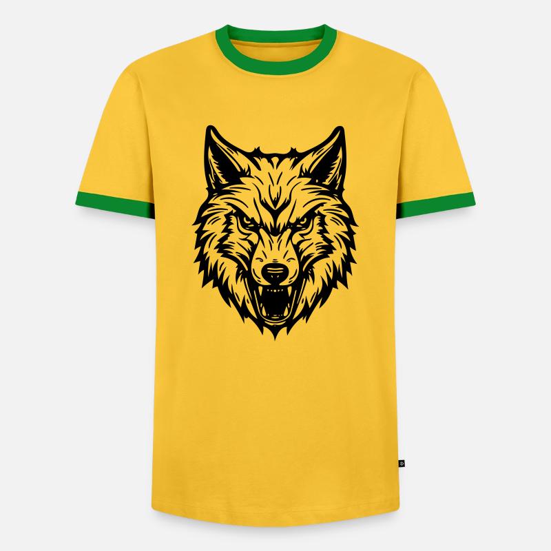 Wolf - Men's Ringer Shirt - yellow/green 