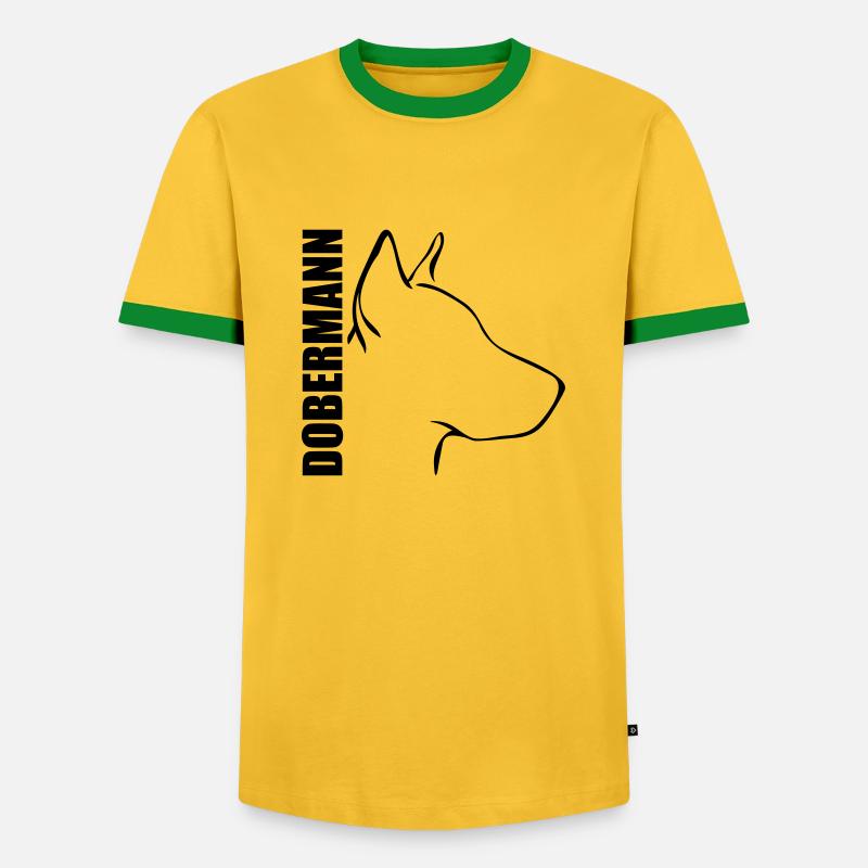 DOBERMANN PROFILE - Men's Ringer Shirt - yellow/green 