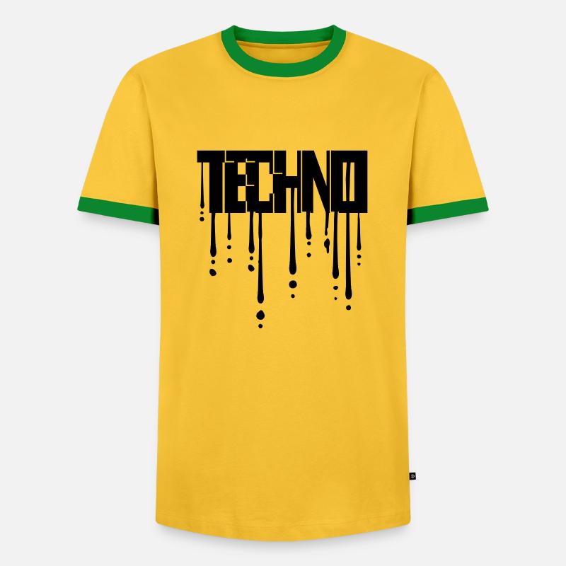 Tropfen Graffiti Techno - Männer Kontrast-T-Shirt - Gelb/Grün