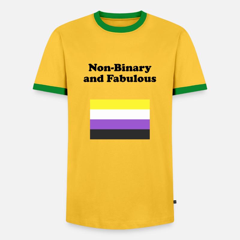 Non Binary and Fabulous - Men's Ringer Shirt - yellow/green 
