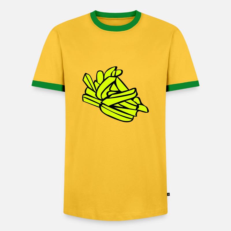 Pommes frites oder Chips - Männer Kontrast-T-Shirt - Gelb/Grün 