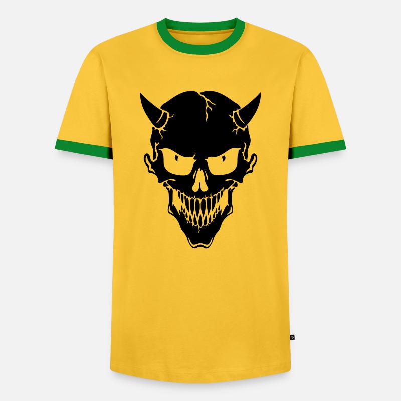 Devil - Männer Kontrast-T-Shirt - Gelb/Grün 