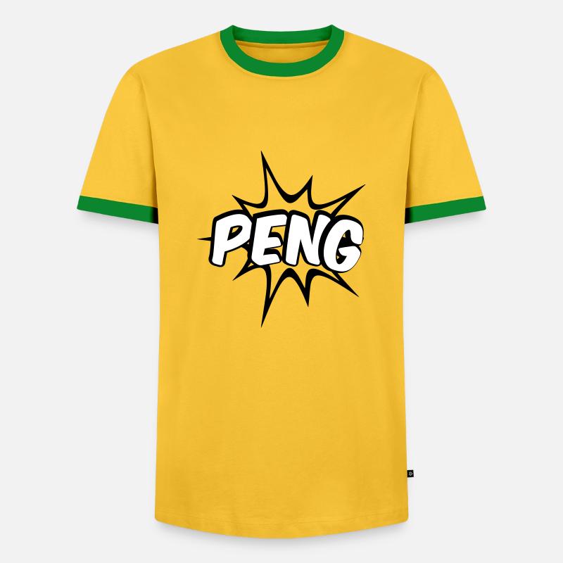 Peng Comic Design - Männer Kontrast-T-Shirt - Gelb/Grün 