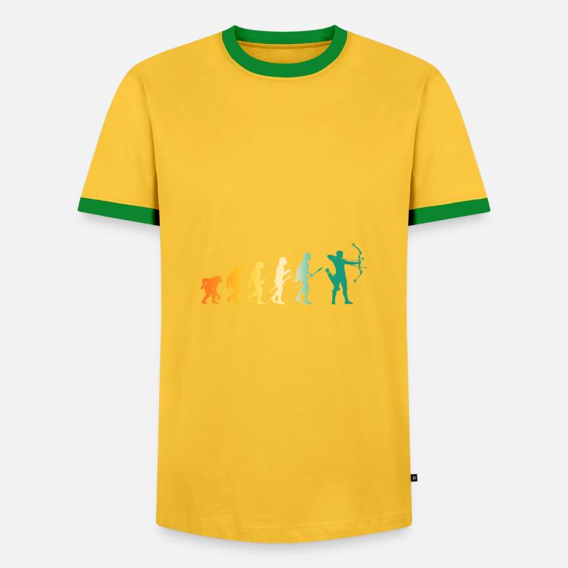Bogenschütze Evolution Bogenschießen - Männer Kontrast-T-Shirt - Gelb/Grün 