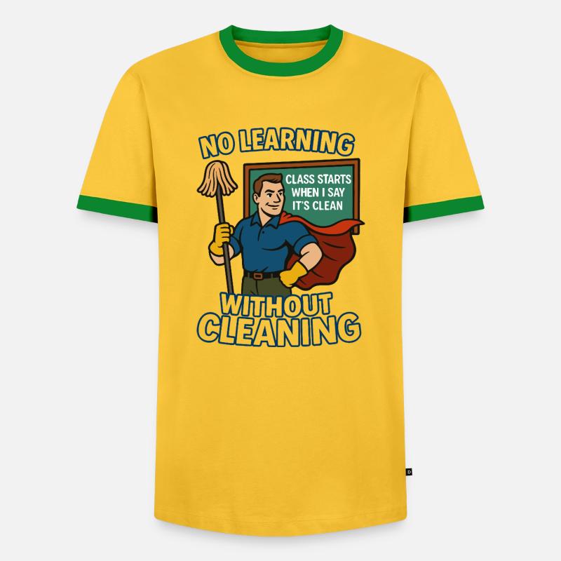 Learning without cleanliness – superhero - Men's Ringer Shirt - yellow/green 