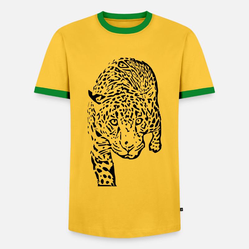 Leopard Black Black Leopard - Men's Ringer Shirt - yellow/green