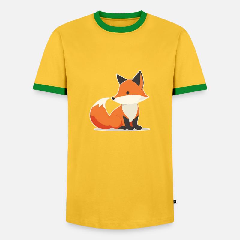 Cute Fox Logo, Fox Drawing - Men's Ringer Shirt - yellow/green 