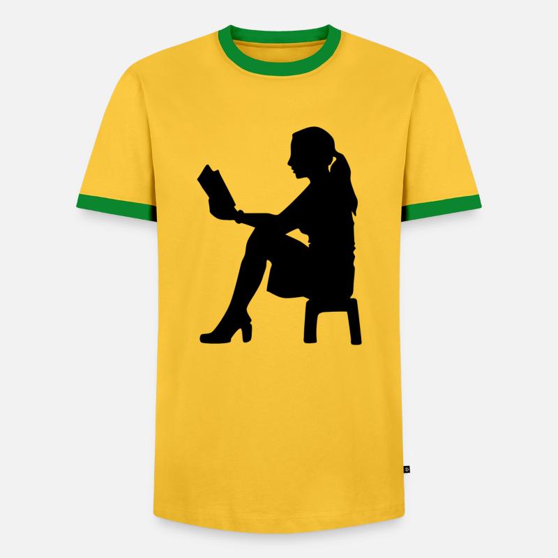 The anonymous reader - Men's Ringer Shirt - yellow/green 