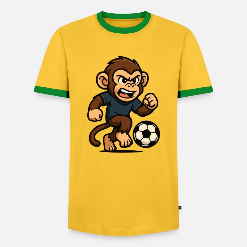 Monkey Comic - Men's Ringer Shirt - yellow/green 