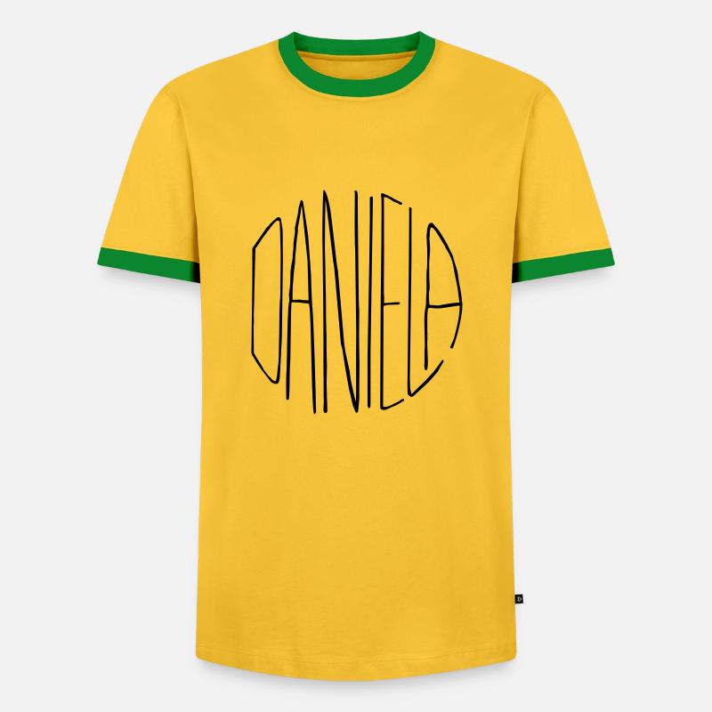 Daniela Geschenk - Männer Kontrast-T-Shirt - Gelb/Grün 