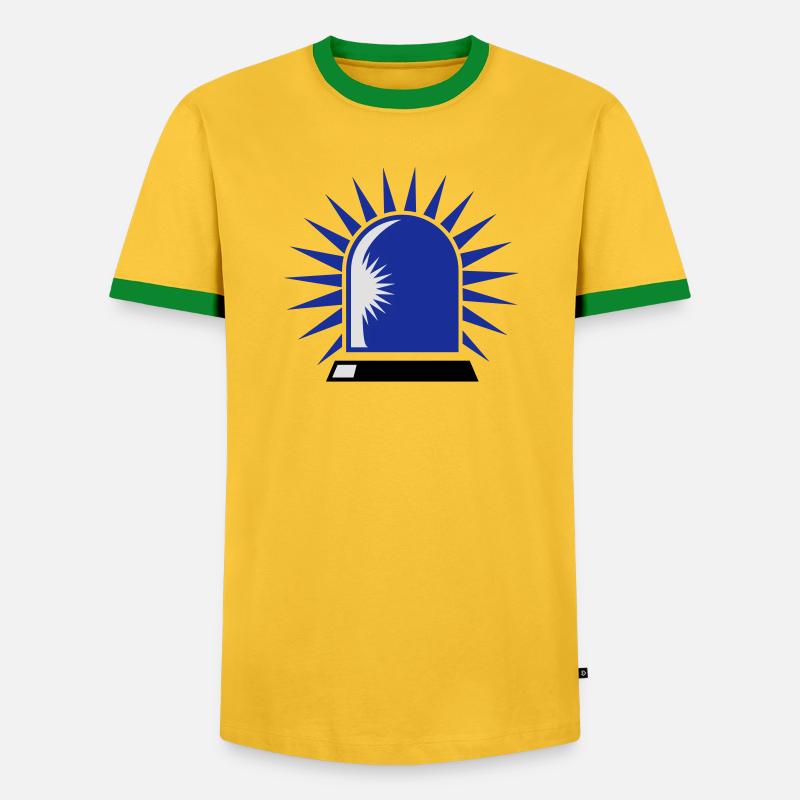 rotating blue beacon light - Men's Ringer Shirt - yellow/green 