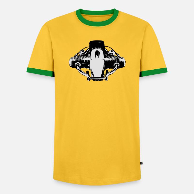 2 Ventil Boxermotor - Männer Kontrast-T-Shirt - Gelb/Grün 